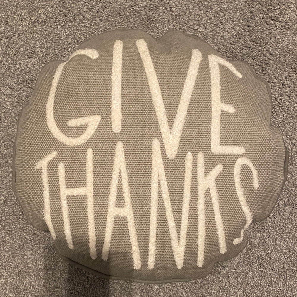 Mud Pie Gray 'Give Thanks' Decorative Pillow